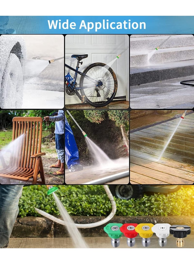 Pressure Washer Tips, Universal Pressure Washer Nozzle Tips (5 Pack), Power Washer Nozzle Tips for 1/4'' Quick Connect, 4500 PSI Multiple Degrees Pressure Washer Spray Nozzle (0、15、25、40、65) 3.0 GPM - Image 2